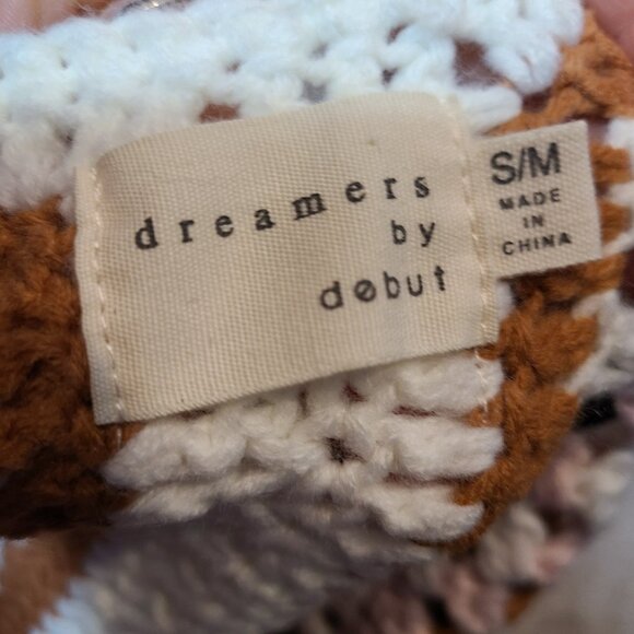 DREAMERS BY DEBUT Crochet Granny Square Cardigan Boho Retro Gypsy Grunge S/M - Picture 8 of 9